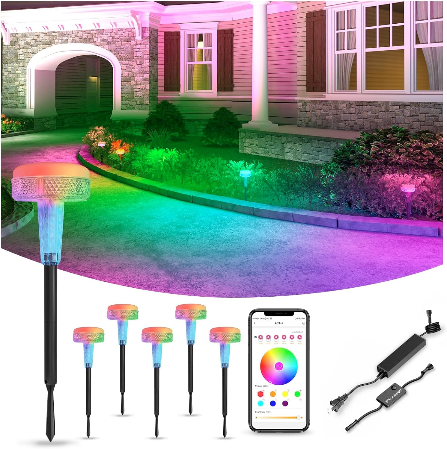 Smart RGB Landscape Lights 6 Pack, 24W 2400lm Super Bright Low