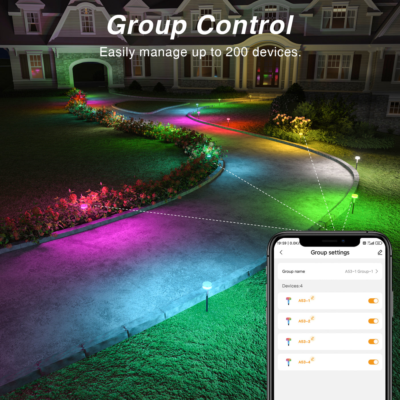 Smart RGB Landscape Lights 6 Pack, 24W 2400lm Super Bright Low Voltage Pathway Lights with APP Control, Music Sync, Timer, IP65 Waterproof Color Changing LED Path Lights for Garden Yard Lawn 12V