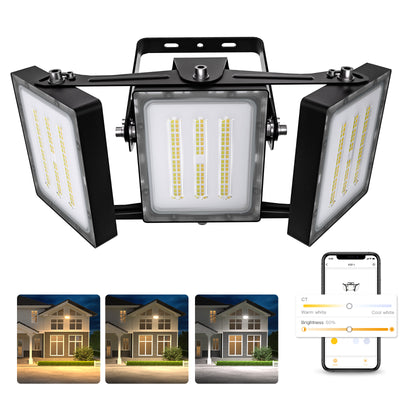 SMART LED Flood Lights Dimmable, 3 Light Panels, APP Controlled(150W-600W)