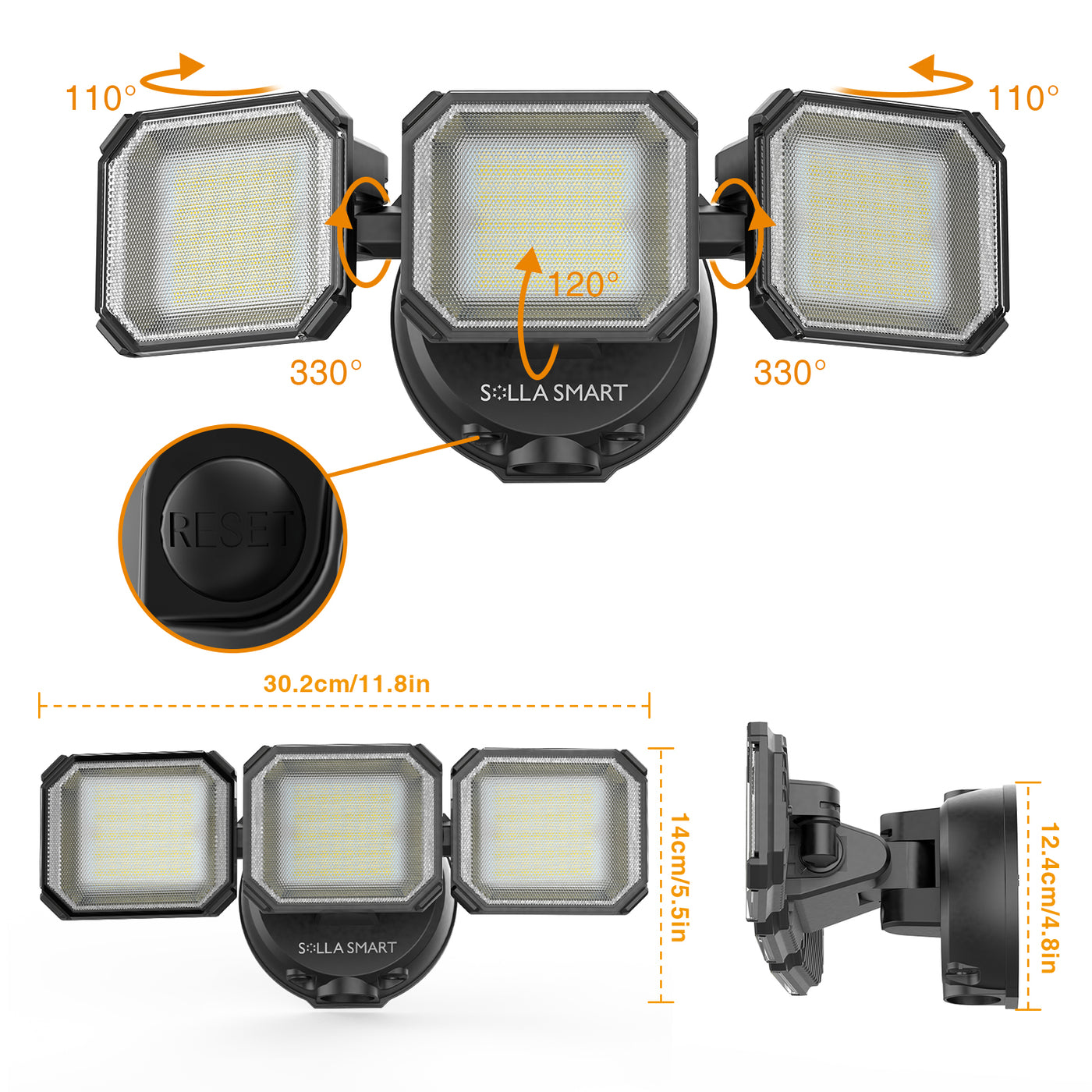 50W Dusk to Dawn Security Lights Outdoor, 7000LM Smart LED Floodlight, App Control Tunable White 2700K-6500K, IP65 Waterproof 3 Adjustable Heads Exterior Floodlights for Garage, Yard, Porch