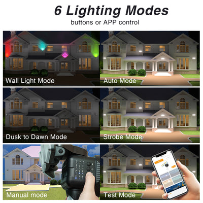 RGBCW Smart LED Security Lights with Wall Sconce, APP-Controlled