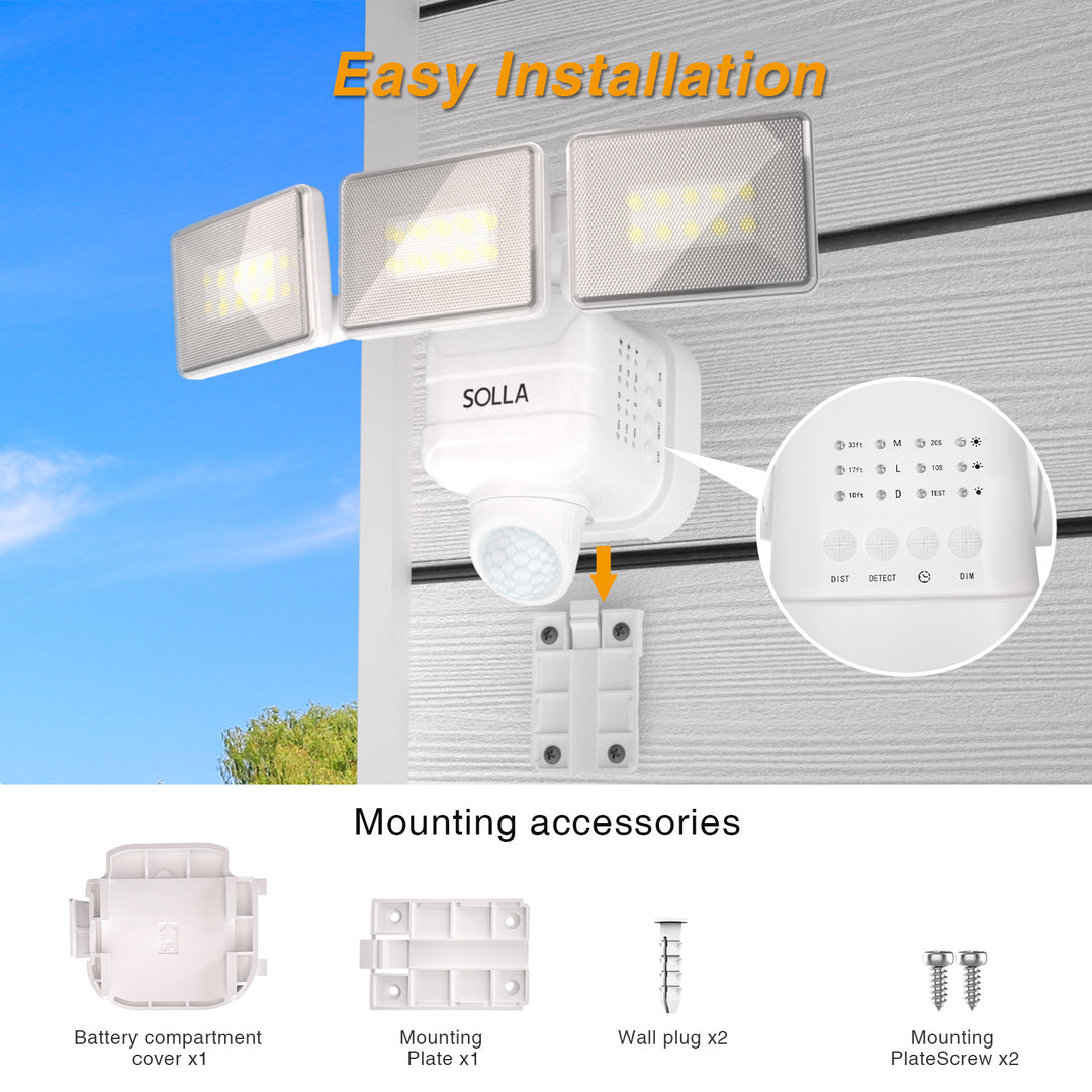 Battery Powered Flood Light, 750LM Dimmable Motion Sensor Security Light