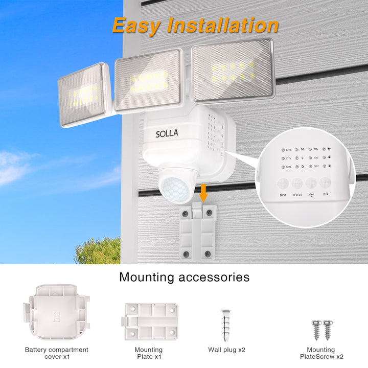 Battery Powered Flood Light, 750LM Dimmable Motion Sensor Security Light