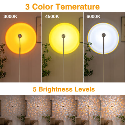 Sunset Lamp Projector with 3D Ocean Wave, 12 Colors Changing & Four Mode with USB Port, RGB Floor Lamp Double Side Lighting with Remote,Creative DIY Mode, 360° Rotation Atmosphere Lamp