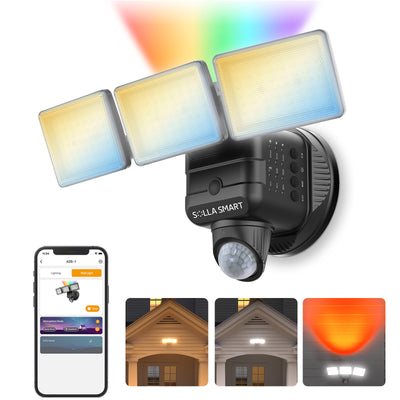 RGBCW Smart LED Security Lights with Wall Sconce, APP-Controlled