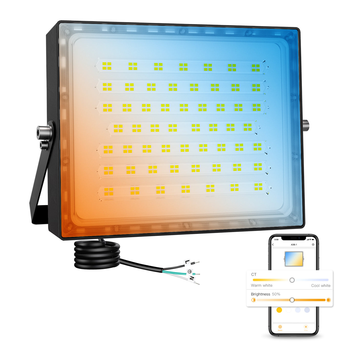 SMART LED Flood Lights Dimmable, 3 Light Panels, APP Controlled(150W-600W)