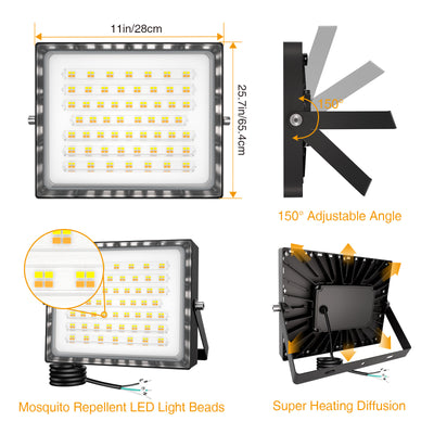 Smart LED Flood Light Outdoor Dimmable, 20000LM 2000K-6000K Tunable White, APP Control Timer Dusk to Dawn Security Lights, IP66 Waterproof for Yard Street Garden Parking Lots