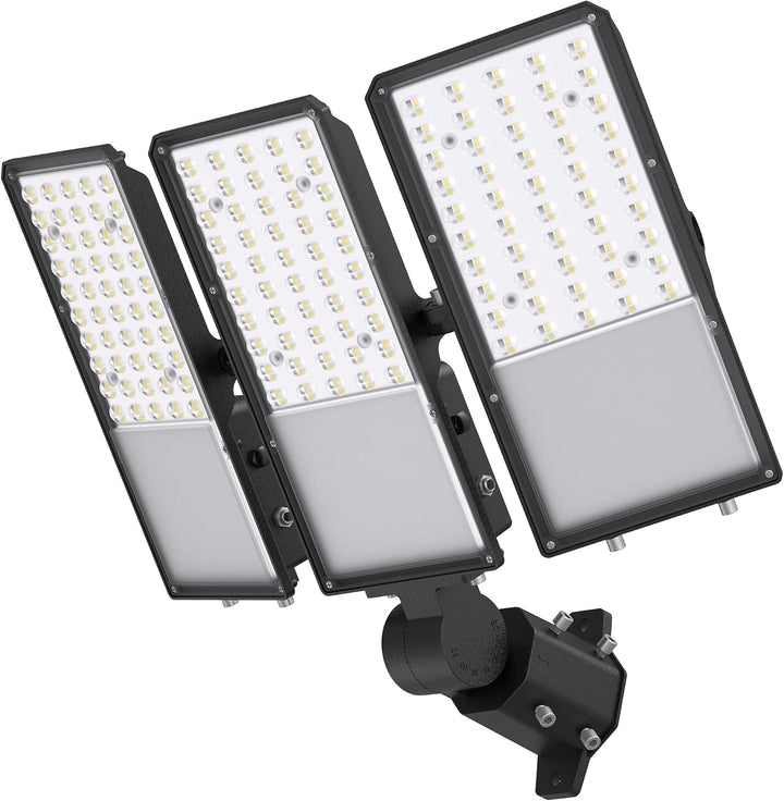 2026 New Upgraded LED Parking Lot Light with Photocell 200W 300W, 150LM/W, 5000K, ETL, IP66 Waterproof Adjustable 3-Head Commercial Lighting Outdoor, Pole Mount, Flood Lights for Roadways, Driveways