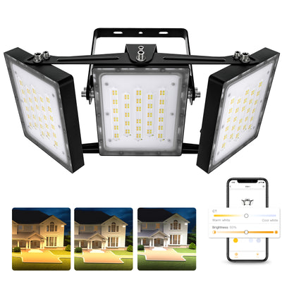 SMART LED Flood Lights Dimmable, 3 Light Panels, APP Controlled(150W-600W)