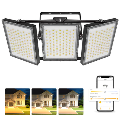 SMART LED Flood Lights Dimmable, 3 Light Panels, APP Controlled(150W-600W)