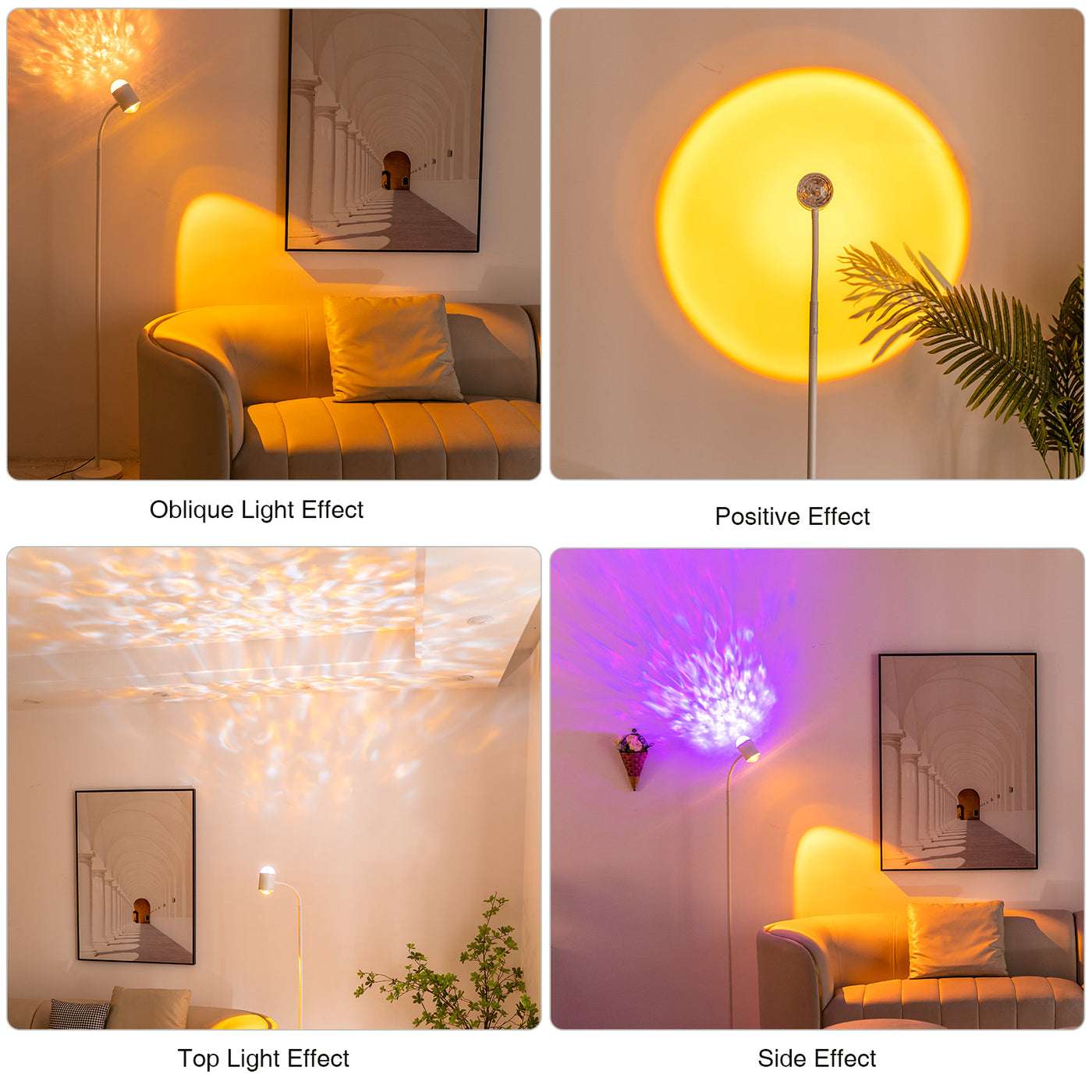 Sunset Lamp Projector with 3D Ocean Wave, 12 Colors Changing & Four Mode with USB Port, RGB Floor Lamp Double Side Lighting with Remote,Creative DIY Mode, 360° Rotation Atmosphere Lamp