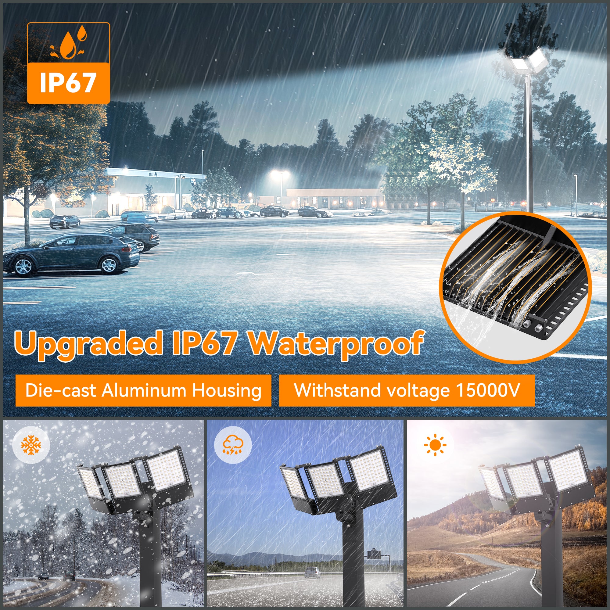 SOLLA 2025 New Upgraded 450W Dusk to Dawn LED Parking Lot Light 67500l
