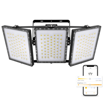 SMART LED Flood Lights Dimmable, 3 Light Panels, APP Controlled(150W-600W)