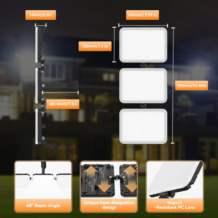 SOLLA 2026 Plus New Upgraded LED Flood Light Outdoor 100W-500W, 10000LM-50000LM 6000K Daylight White Stadium Lights, IP65 Waterproof, Adjustable Outdoor Floodlight for Yards,Driveway, Garage,Barn