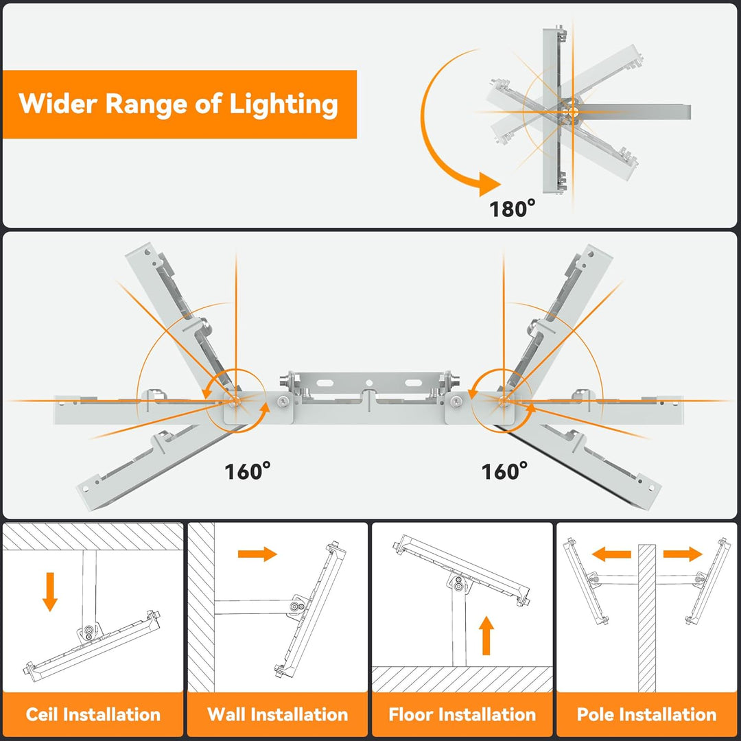 480W 2 PACK LED Outdoor Flood Light, 48000LM Super Bright Stadium Light, 6000K Daylight White, IP66 Waterproof 3 Heads Adjustable Outdoor Floodlights for Patios, Street, Parking Lots