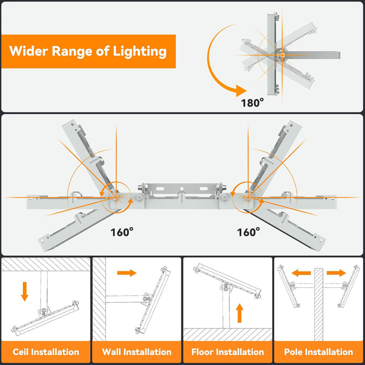 480W 2 PACK LED Outdoor Flood Light, 48000LM Super Bright Stadium Light, 6000K Daylight White, IP66 Waterproof 3 Heads Adjustable Outdoor Floodlights for Patios, Street, Parking Lots