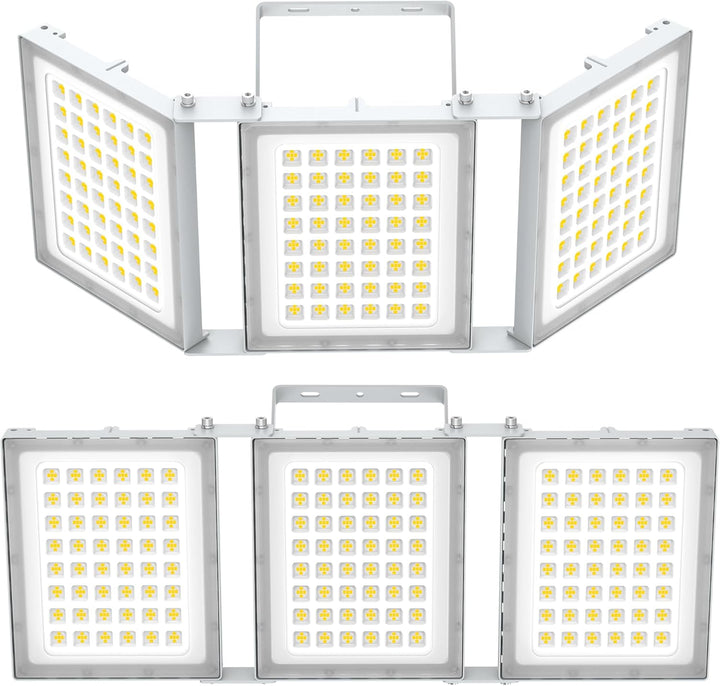 480W 2 PACK LED Outdoor Flood Light, 48000LM Super Bright Stadium Light, 6000K Daylight White, IP66 Waterproof 3 Heads Adjustable Outdoor Floodlights for Patios, Street, Parking Lots