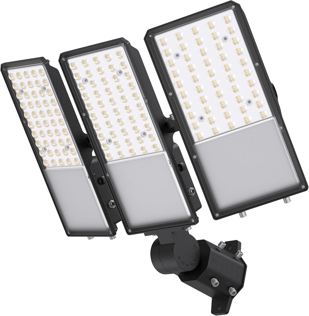 2026 New Upgraded LED Parking Lot Light with Photocell 200W 300W, 150LM/W, 5000K, ETL, IP66 Waterproof Adjustable 3-Head Commercial Lighting Outdoor, Pole Mount, Flood Lights for Roadways, Driveways