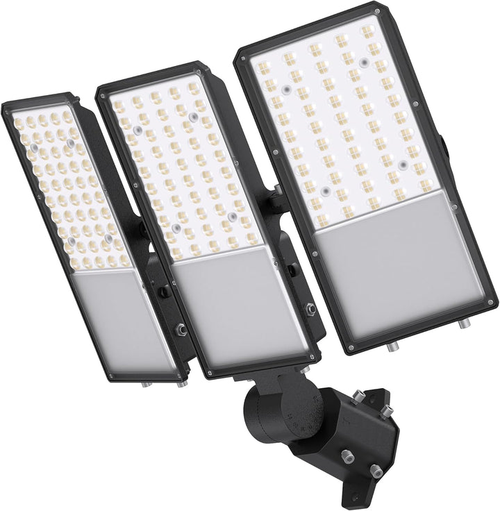 2026 New Upgraded LED Parking Lot Light with Photocell 200W 300W, 150LM/W, 5000K, ETL, IP66 Waterproof Adjustable 3-Head Commercial Lighting Outdoor, Pole Mount, Flood Lights for Roadways, Driveways