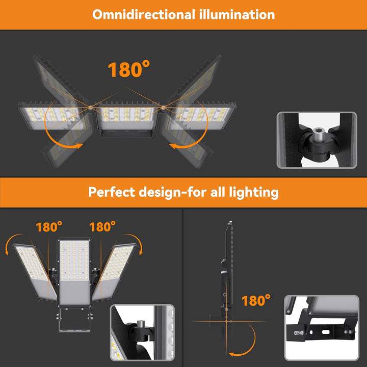 2026 New Upgraded LED Parking Lot Light with Photocell 200W 300W, 150LM/W, 5000K, ETL, IP66 Waterproof Adjustable 3-Head Commercial Lighting Outdoor, Bracket Mount, Flood Lights for Roadways, Driveways