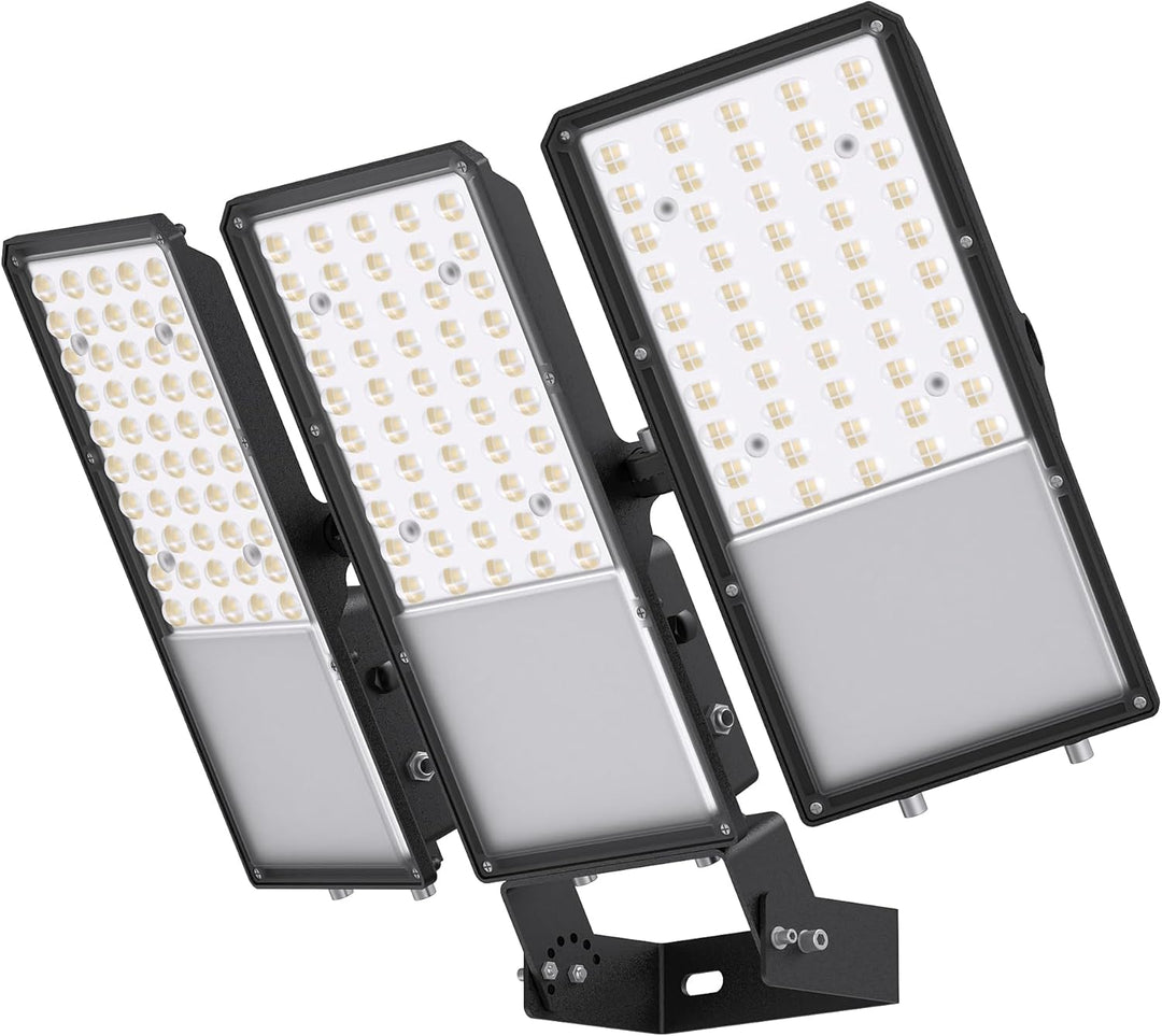 2026 New Upgraded LED Parking Lot Light with Photocell 200W 300W, 150LM/W, 5000K, ETL, IP66 Waterproof Adjustable 3-Head Commercial Lighting Outdoor, Bracket Mount, Flood Lights for Roadways, Driveways