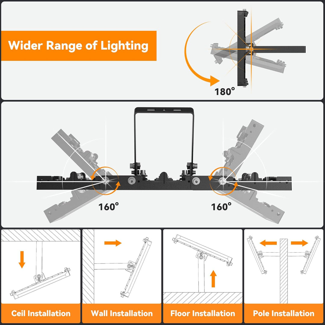 600W LED Outdoor Flood Light, 60000LM Super Bright Stadium Light, 6000K Daylight White, IP66 Waterproof 3 Heads Adjustable Outdoor Floodlights for Backyard, Parking Lot, Stadium, Field