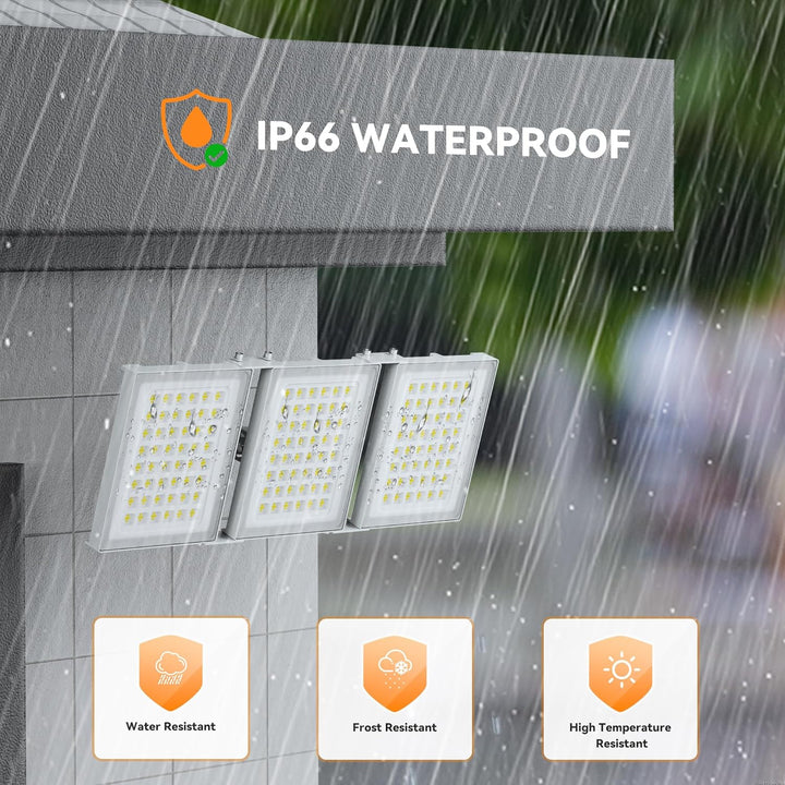480W 2 PACK LED Outdoor Flood Light, 48000LM Super Bright Stadium Light, 6000K Daylight White, IP66 Waterproof 3 Heads Adjustable Outdoor Floodlights for Patios, Street, Parking Lots
