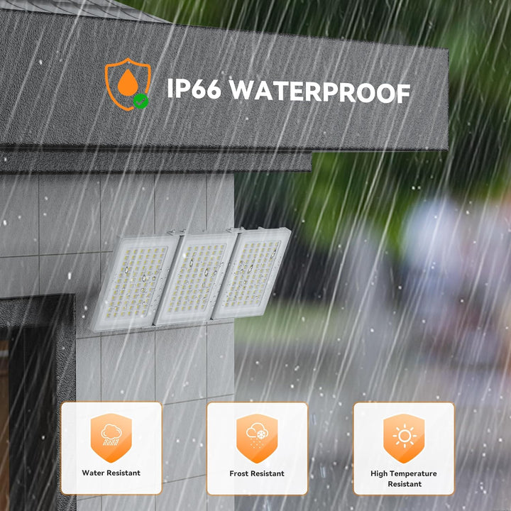 900W LED Outdoor Flood Light, 90000LM Super Bright Stadium Light, 6000K Daylight White, IP66 Waterproof 3 Heads Adjustable Outdoor Floodlights for Backyard, Parking Lot, Court, Field