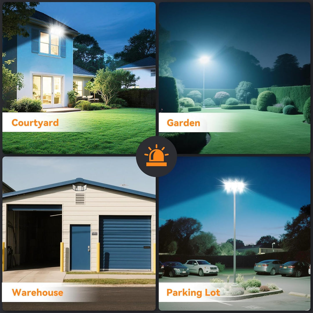 480W 2 PACK LED Outdoor Flood Light, 48000LM Super Bright Stadium Light, 6000K Daylight White, IP66 Waterproof 3 Heads Adjustable Outdoor Floodlights for Patios, Street, Parking Lots