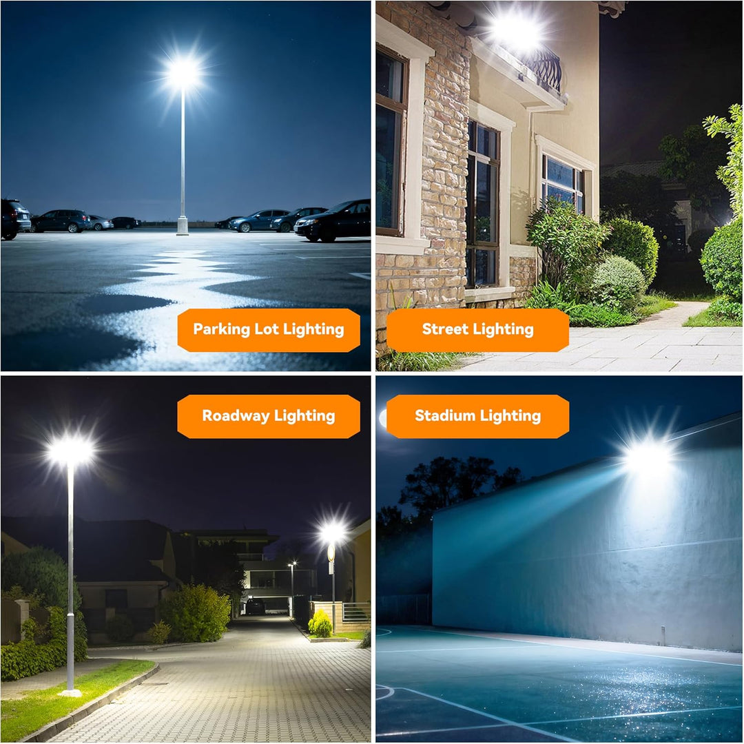 2026 New Upgraded LED Parking Lot Light with Photocell 200W 300W, 150LM/W, 5000K, ETL, IP66 Waterproof Adjustable 3-Head Commercial Lighting Outdoor, Bracket Mount, Flood Lights for Roadways, Driveways