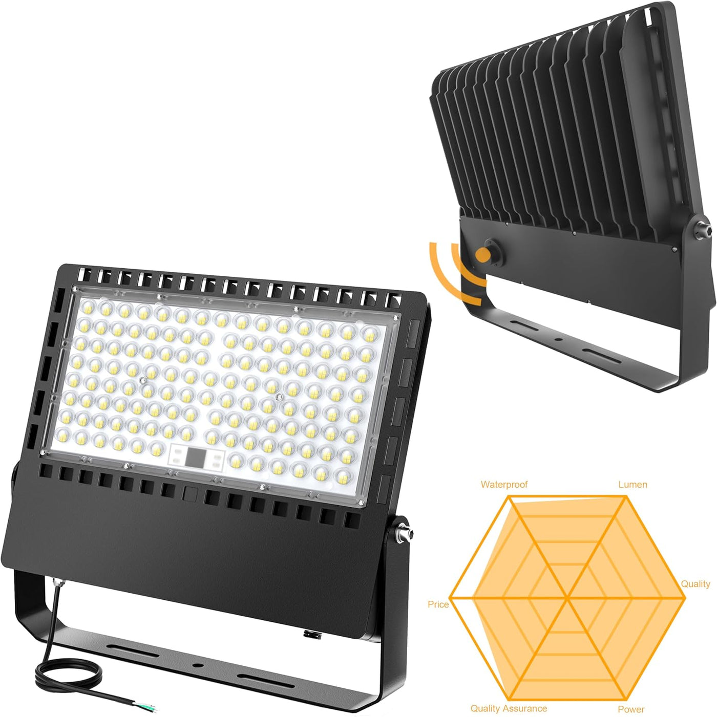 LED Flood Light Dusk to Dawn Outdoor, 240W-400W Super Bright Stadium Lights with Photocell, 120-277V, 5000K Daylight, IP67 Waterproof Commercial Arena Lights for Sports Fields, Court, Parking Lot