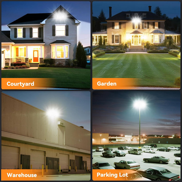 900W LED Outdoor Flood Light, 90000LM Super Bright Stadium Light, 6000K Daylight White, IP66 Waterproof 3 Heads Adjustable Outdoor Floodlights for Backyard, Parking Lot, Court, Field