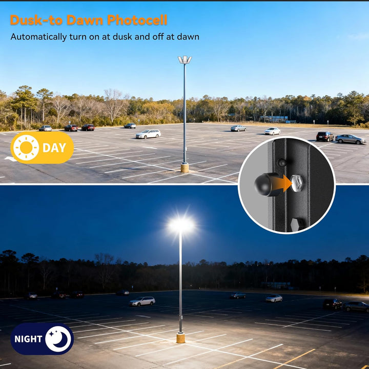2026 New Upgraded LED Parking Lot Light with Photocell 200W 300W, 150LM/W, 5000K, ETL, IP66 Waterproof Adjustable 3-Head Commercial Lighting Outdoor, Pole Mount, Flood Lights for Roadways, Driveways