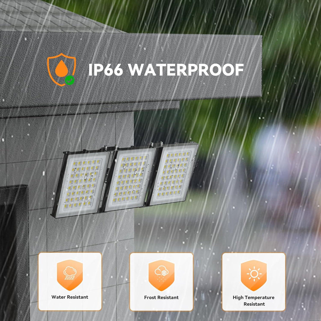 480W LED Outdoor Flood Light, 48000LM Super Bright Stadium Light, 6000K Daylight White, IP66 Waterproof 3 Heads Adjustable Outdoor Floodlights for Patios, Street, Parking Lots