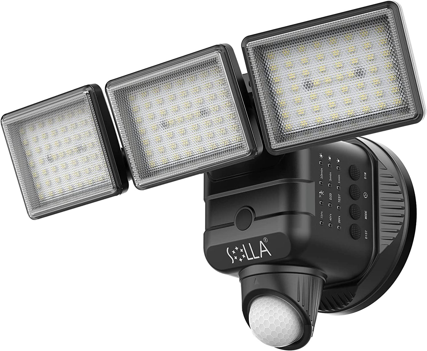 Upgraded SOLLA 5000LM Dusk to Dawn Motion Sensor Security Light, 5000K Motion Security Light Outdoor, Hardwired, IP65 Waterproof, 3 Head Motion Detector Floodlight for Yard, Patio, Porch
