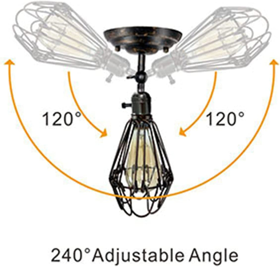 Industrial Wall Sconce, 2 Pack Rustic Metal Wire Cage Wall Lamp Fixture