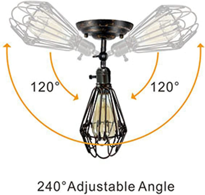 Industrial Wall Sconce, 2 Pack Rustic Metal Wire Cage Wall Lamp Fixture